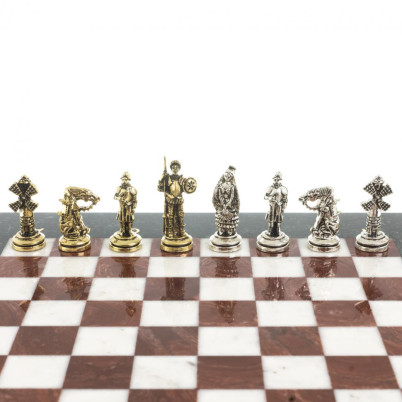 Шахматы &quot;Дон Кихот&quot; доска 28х28 см из камня лемезит мрамор фигуры металлические