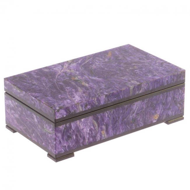 Шкатулка из камня чароит 17х10х6 см