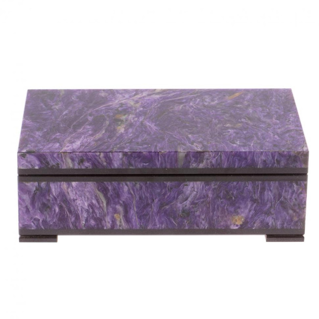 Шкатулка из камня чароит 17х10х6 см