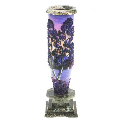 Каменная ваза с рисунком "Рассвет" 8х8х27см