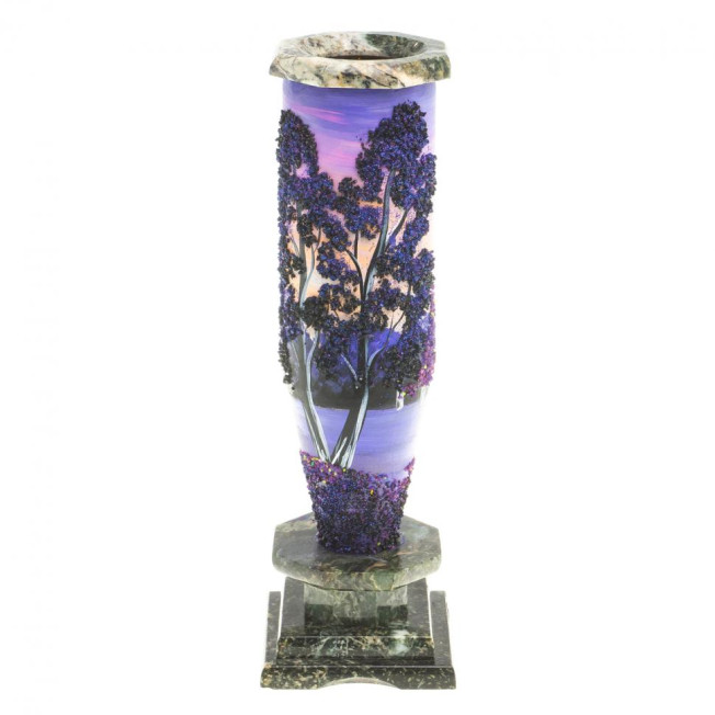 Каменная ваза с рисунком "Рассвет" 8х8х27см