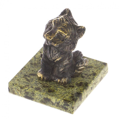Бронзовая фигурка &quot;Тигр Тигрёна&quot; камень змеевик