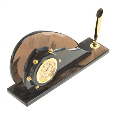 Визитница с часами &quot;Штурвал&quot; из черного обсидиана