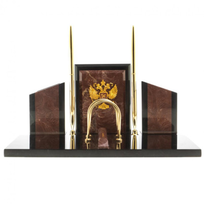 Письменный набор &quot;Канцелярский&quot; с гербом камень лемезит