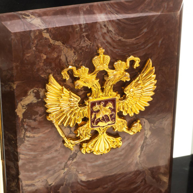 Письменный набор "Канцелярский" с гербом камень лемезит