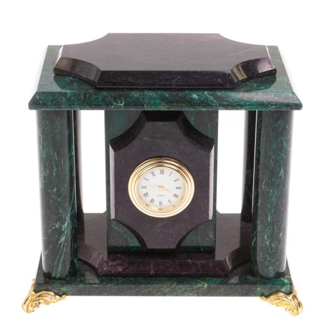 Настольные часы из шабровского змеевика 17×12×17 см
