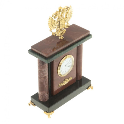 Настольные часы &quot;Герб России&quot; камень лемезит