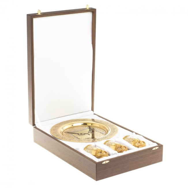 Подарочный набор "Филин" тарелка и 3 стопки перевертыша Златоуст