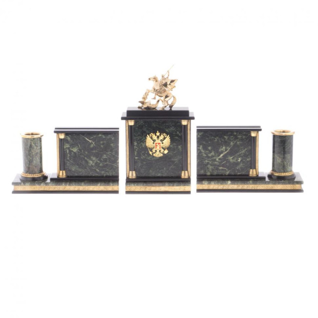 Письменный набор "Георгий Победоносец" из змеевика