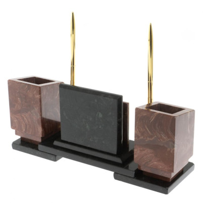 Настольный набор &quot;Офисный&quot; с гербом РФ из лемезита