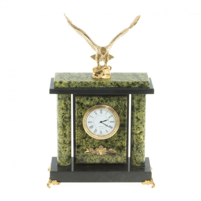 Настольные часы &quot;Горный орёл&quot; камень змеевик