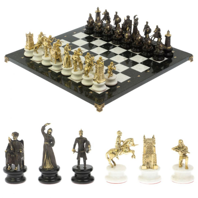 Шахматы "Турецко-Европейская война" бронза мрамор 48х48 см