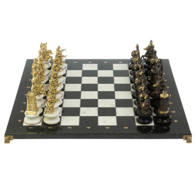Шахматы "Турецко-Европейская война" бронза мрамор 48х48 см