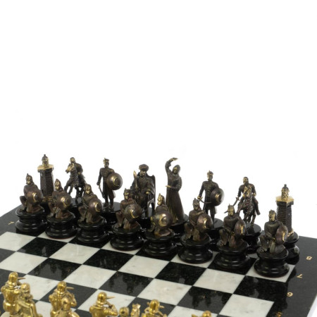 Шахматы "Турецко-Европейская война" бронза мрамор 48х48 см