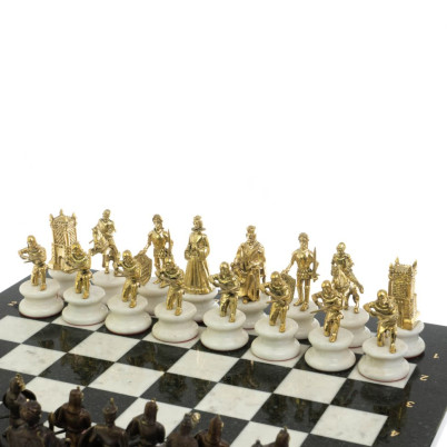 Шахматы "Турецко-Европейская война" бронза мрамор 48х48 см