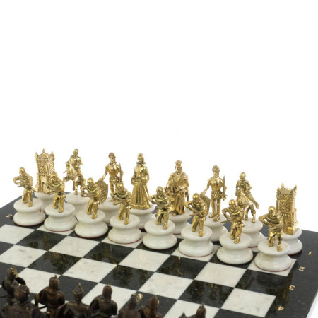 Шахматы "Турецко-Европейская война" бронза мрамор 48х48 см