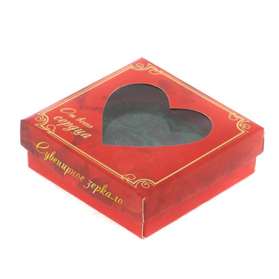 Зеркало карманное &quot;Сердце&quot; из натурального камня малахит цвет золото