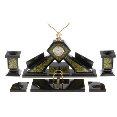 Письменный набор &quot;Орел&quot; из змеевика с бюваром и лотком для бумаг А4