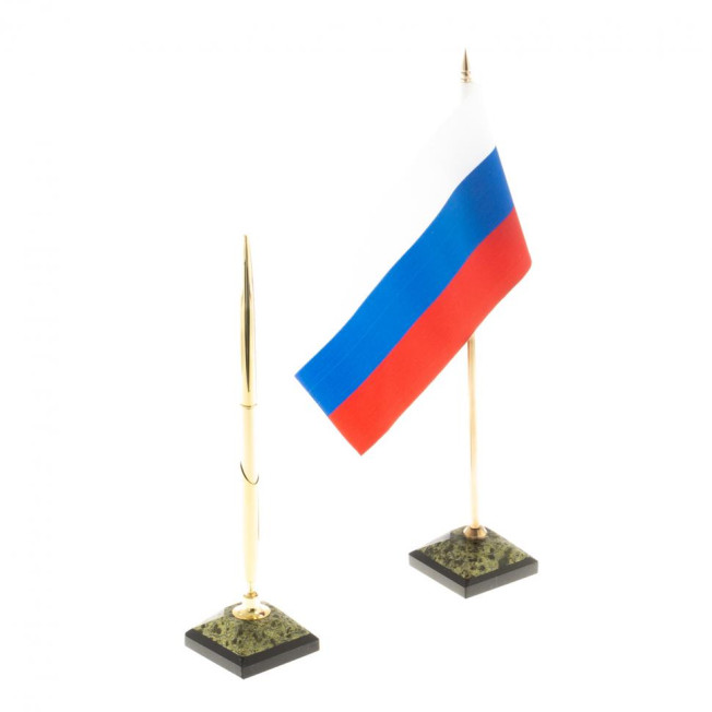 Письменный набор &quot;Орел&quot; из змеевика с бюваром и лотком для бумаг А4