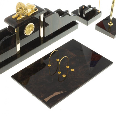 Письменный набор &quot;Гордый лев&quot; черный обсидиан