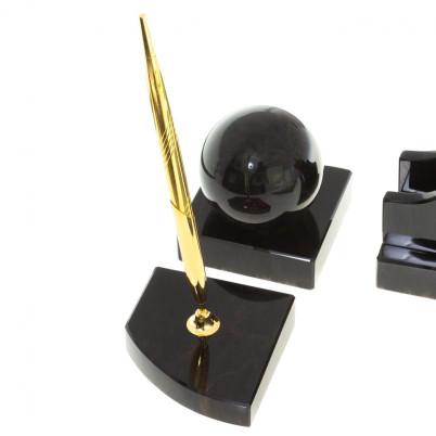 Письменный набор &quot;Гордый лев&quot; черный обсидиан