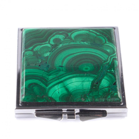 Зеркало квадратное карманное из малахита цвет серебро