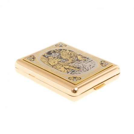 Портсигар с гравюрой "Охота" Златоуст