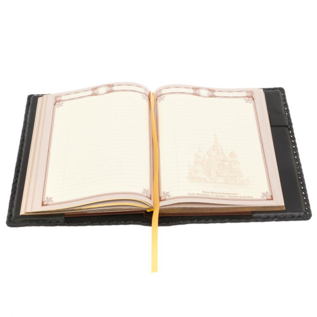 Ежедневник "Лев" А5 обложка из черной кожи Златоуст