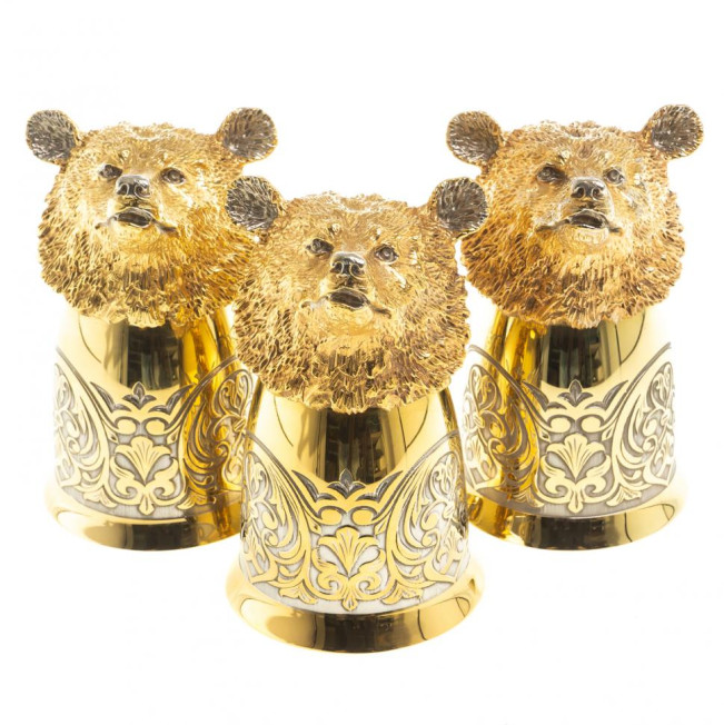 Стопки перевертыши "Медведь" 60 мл 3 шт Златоуст