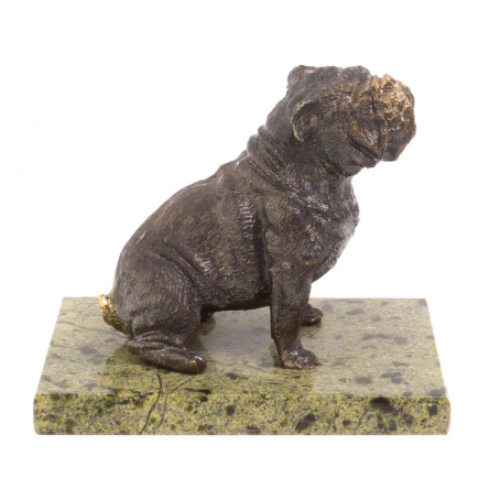 Статуэтка из бронзы "Бульдог" змеевик