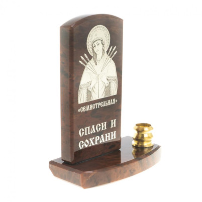 Икона с подсвечником &quot;Семистрельная&quot; камень обсидиан