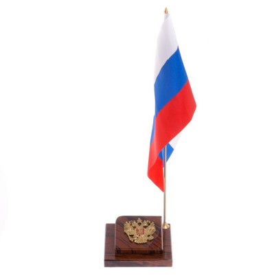 Флагшток &quot;Герб РФ&quot; из коричневого обсидиана 9х9х32 см