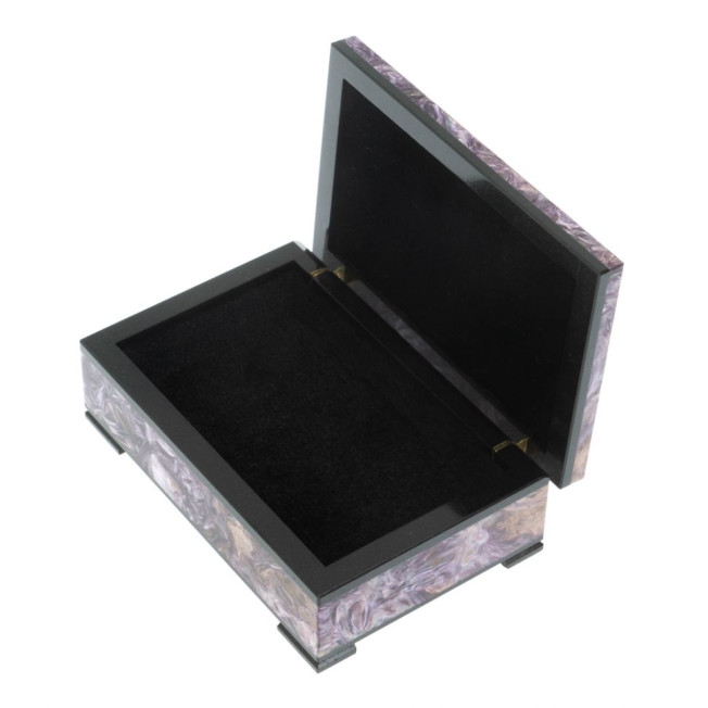 Шкатулка из камня чароит экстра с иризацией 12х8х4 см