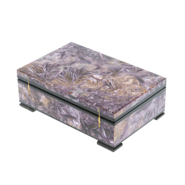 Шкатулка из камня чароит экстра с иризацией 12х8х4 см