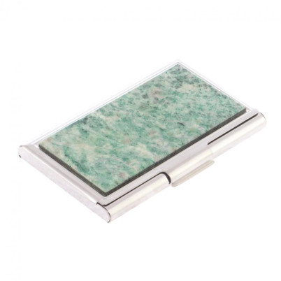 Карманная визитница из камня лиственит цвет серебро