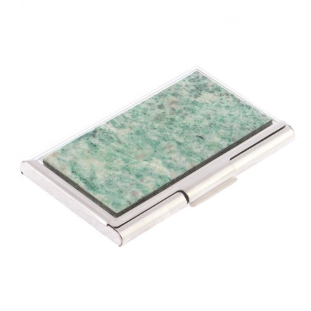 Карманная визитница из камня лиственит цвет серебро