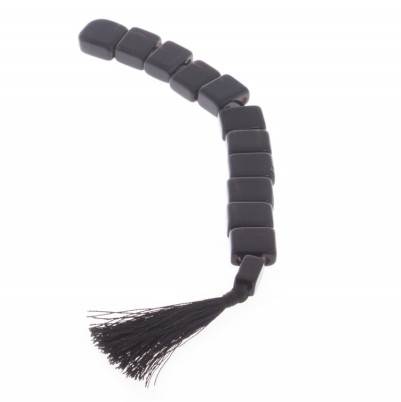 Четки из черного обсидиана перекидные 12 зерен с кисточкой