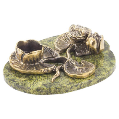 Подсвечник из бронзы и змеевика &quot;Царевна лягушка&quot;