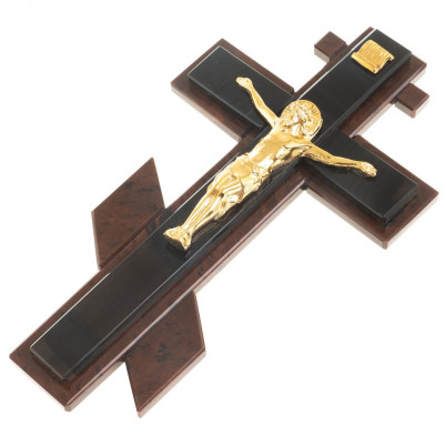 Крест настенный &quot;Распятие&quot; камень обсидиан