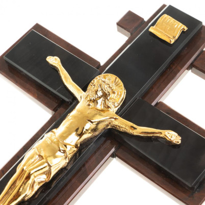 Крест настенный &quot;Распятие&quot; камень обсидиан