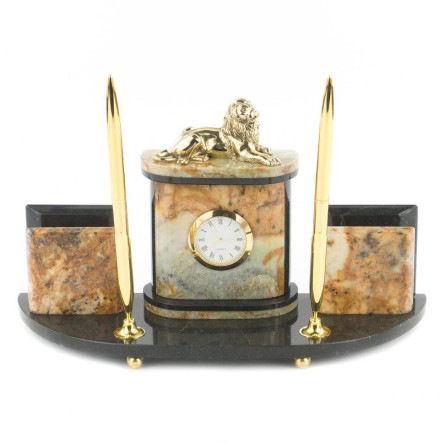 Письменный набор с визитницами "Лев" офиокальцит