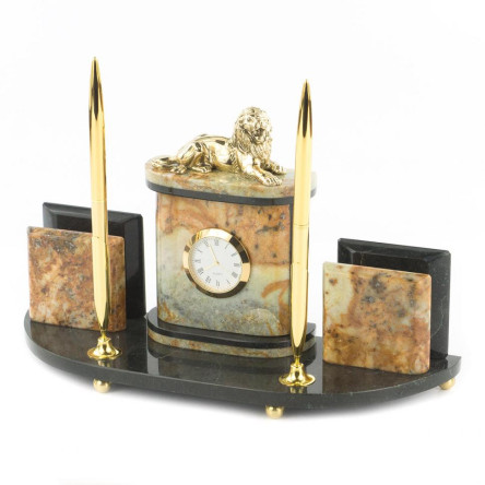 Письменный набор с визитницами "Лев" офиокальцит