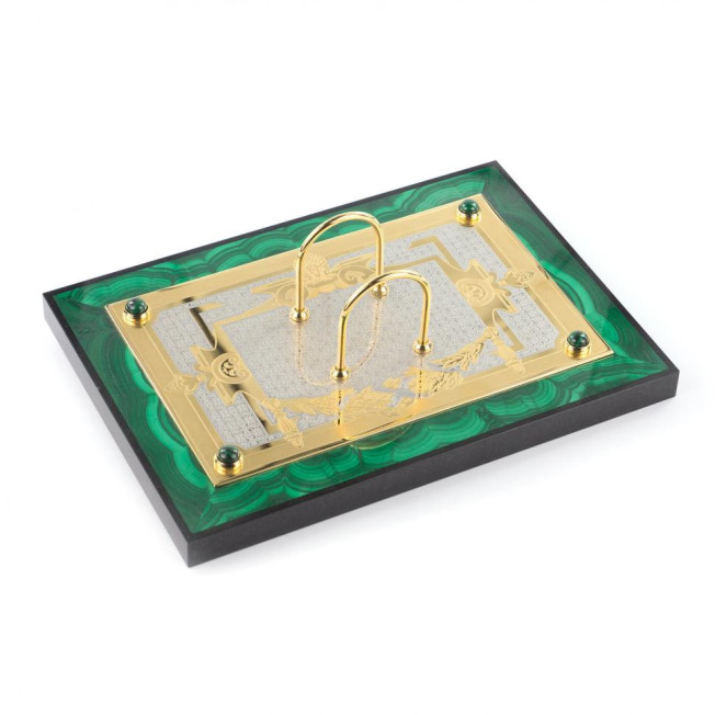 Настольный набор "Двуглавый орел" из малахита Златоуст