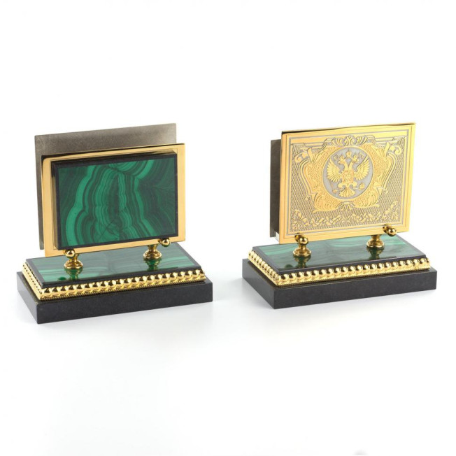 Настольный набор "Двуглавый орел" из малахита Златоуст