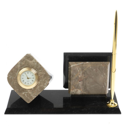 Мини набор Куб с визитницей из бежевого мрамора