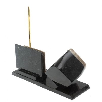 Мини набор Куб с визитницей из бежевого мрамора