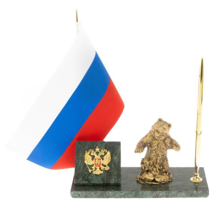 Флагшток с ручкой "Медведь рычащий" из змеевика