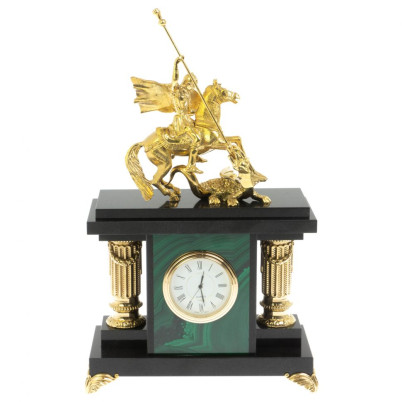 Часы из малахита &quot;Георгий Победоносец&quot;