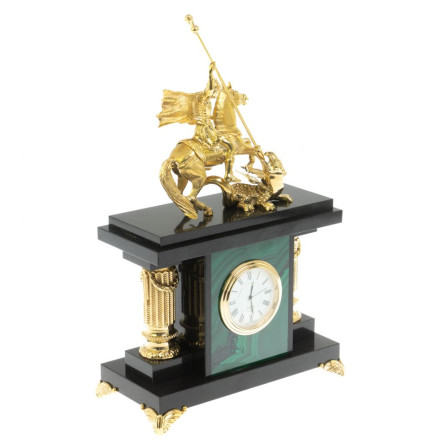 Часы из малахита "Георгий Победоносец"