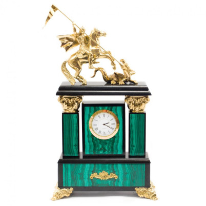 Часы из малахита &quot;Георгий Победоносец&quot;